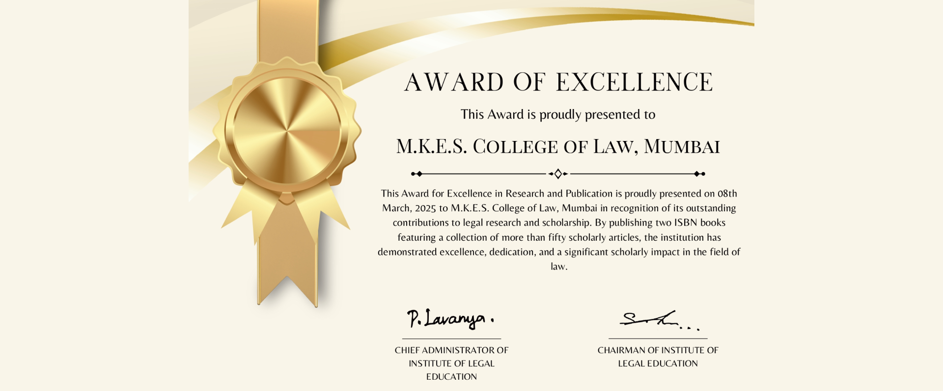 M.K.E.S College of Law. Mumbai Banner