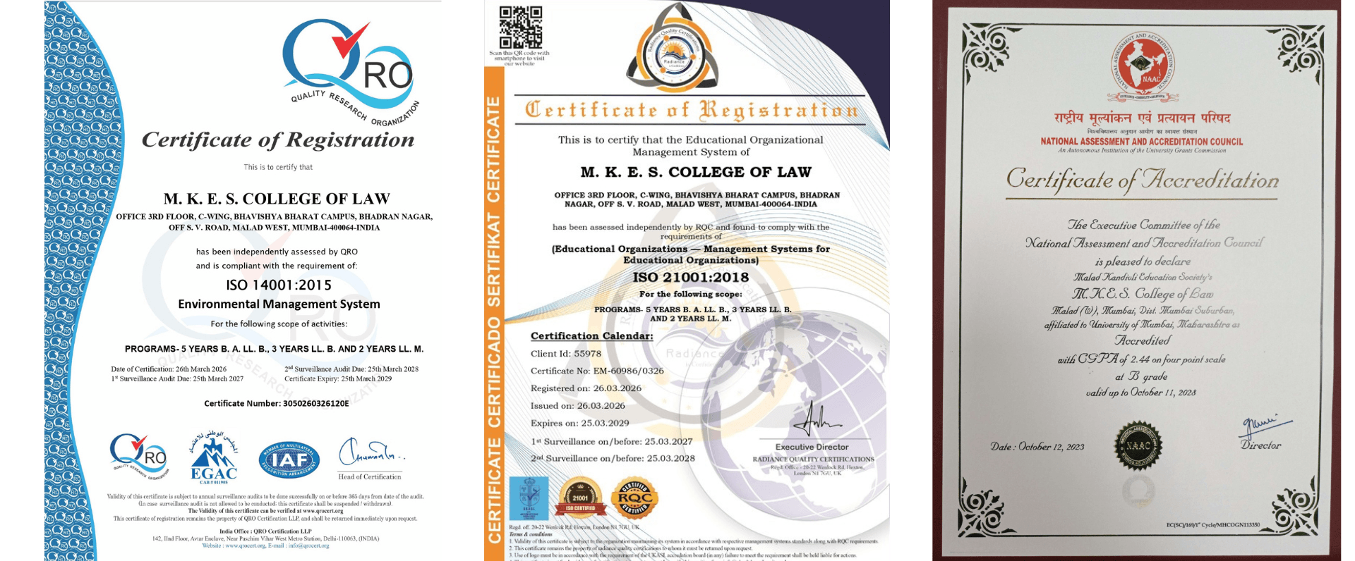 M.K.E.S College of Law. Mumbai Banner